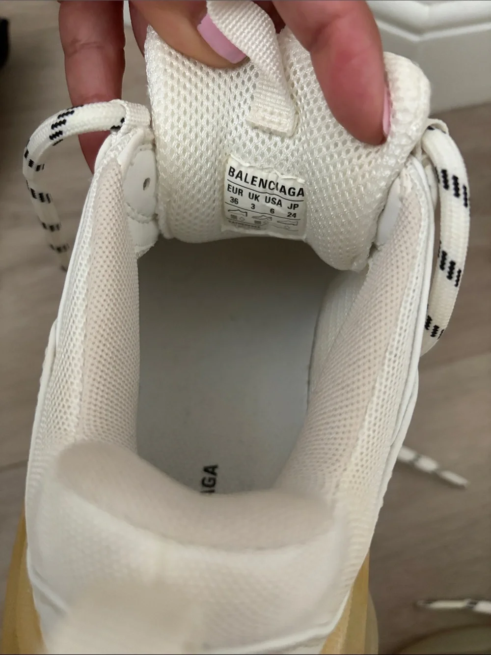 Balenciaga White Cream Triple S Sneakers